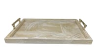 Medium Cream Tray with Bamboo Handles - صورة 7