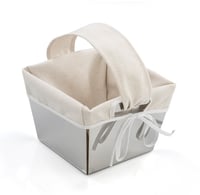 Square basket high base with cream linen fabric - صورة 8