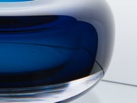  Luxury INK/Dark Blue Murano Crystal Big Bowl with Decorative Snail Silver Plated - صورة 5
