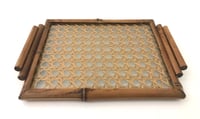 Small Rectangular Bamboo Tray with Gold Straw & Glass Bottom - صورة 1