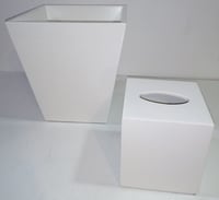 Elegant White Color ‎Wood Set of Tissue Box & Waste Basket - صورة 2
