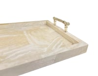 Medium Cream Tray with Bamboo Handles - صورة 5