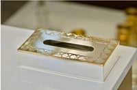Silver rectangular Tissue Box with Gold décor - صورة 2
