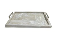 Medium Cream Tray with Bamboo Handles - صورة 1