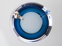  Luxury INK/Dark Blue Murano Crystal Big Ashtray with Decorative Snail Silver Plated - صورة 4