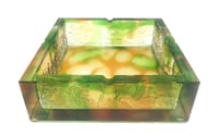 Square Crystal Ashtray Engraved & Decorated by Flowers from Inside - صورة 1
