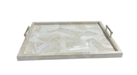 Large Cream Tray with Bamboo Handles - صورة 2