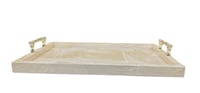 Medium Cream Tray with Bamboo Handles - صورة 3