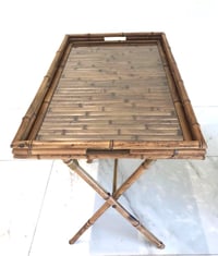X-Large Rectangular Bamboo Tray with Glass Bottom & Support Stand - صورة 4