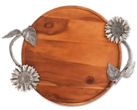 Sunflower Wood Serving Round Big Tray - صورة 2