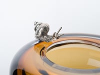  Luxury Gold/Brown Murano Crystal Big Bowl with Decorative Snail Silver Plated - صورة 2