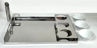Tray with 3 Rounded  Porcelains Cups + Flower Vase - Image 5