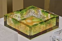 Square Crystal Ashtray Engraved & Decorated by Flowers from Inside - صورة 2