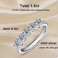 خاتم إتيرنتي مويسانيت 5 أحجار – فضة 925 | زفاف وخطوبة | 4mm - Image 2