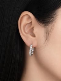 حلق مويسانيت مرصع بالكامل | فضة 925 مطلية ذهب أبيض 18K | D/VVS1 | 4mm - Image 2