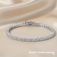 سوار تنس مويسانيت D/VVS1 | فضة 925 مطلية ذهب أبيض 18K | 3mm | عدة مقاسات - صورة 2