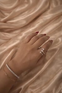 خاتم مويسانيت ثلاثي الطبقات – فضة 925 | D/VVS1 | قابل للتعديل - Image 3
