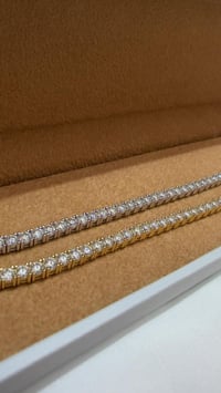 سوار تنس مويسانيت D/VVS1 | فضة 925 مطلية ذهب أبيض 18K | 3mm | عدة مقاسات - صورة 7