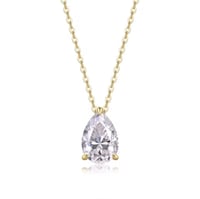 عقد مويسانيت كمثري 1 قيراط | فضة 925 مطلية ذهب 18K | Pear Cut - Image 1