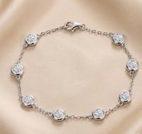 سوار هالة مويسانيت D/VVS1 | فضة 925 مطلية ذهب أبيض  | 4mm - Image 3