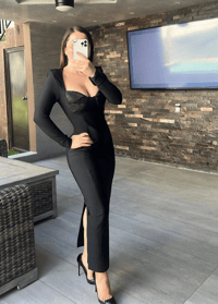 فستان بأكمام طويلة مشد للركبة - صورة 1