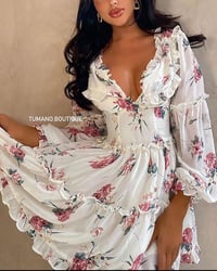 فستان بطباعة ورد قصير -تسليم فوري  - صورة 3
