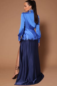 فستان بأكمام طويلة ستان طويل - صورة 2