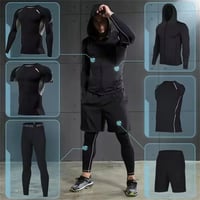 مجموعة ملابس رياضية ضاغطة للرجال ، ملابس رياضية للجري ، جوارب للركض ، بدلة رياضية ، تيشيرت لياقة بدنية ، بنطال ضيق واقي من الرياح - صورة 6