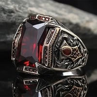 الكلاسيكية الرجعية Rainbow الرجال خواتم فضية اللون نحت نمط Signet Steampunk خواتم للرجال Birhday هدية حفلة القوطية مجوهرات - Image 5