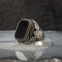 خاتم تركي فضة اسود - Image 2
