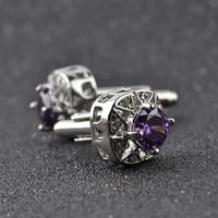 الأزياء الفاخرة كريستال أزرار أكمام 2 الألوان الخيار الأبيض Qurple أعلى جودة حجر الراين تصميم Hotsale زر الكم هويلسالي والتجزئة - Image 4