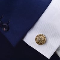 منحوتة العتيقة الذهب والفضة اللون اليونانية الملكي نمط أزرار أكمام مأدبة دعوى قميص الفرنسية الكفة الروابط الراقية هدايا مجوهرات للرجال - Image 2
