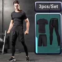 مجموعة ملابس رياضية ضاغطة للرجال ، ملابس رياضية للجري ، جوارب للركض ، بدلة رياضية ، تيشيرت لياقة بدنية ، بنطال ضيق واقي من الرياح - صورة 4