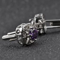 الأزياء الفاخرة كريستال أزرار أكمام 2 الألوان الخيار الأبيض Qurple أعلى جودة حجر الراين تصميم Hotsale زر الكم هويلسالي والتجزئة - Image 3