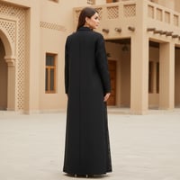 بليزر أسود قماش كتان مع دانتيل وجيوب - صورة 2