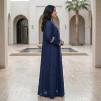 عباية كحلي لنن هندي بتطريز أنيق - صورة 4