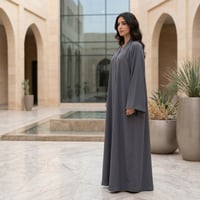 عباية دبل كلوش رمادي بقماش نواعم خفيف وبارد - صورة 3