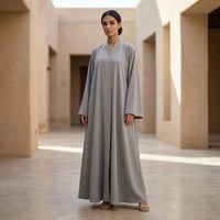 عباية دبل كلوش القماش نواعم خفيف وبارد - رمادي - صورة 2