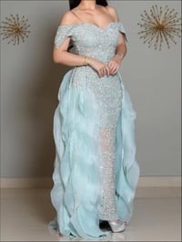 فستان سهرة فخم لون سماوي - Image 2