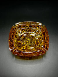 ‏Mid Century Blenko Amber Bubble Glass Ashtray - Image 6