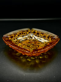 ‏Mid Century Blenko Amber Bubble Glass Ashtray - Image 3