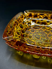 ‏Mid Century Blenko Amber Bubble Glass Ashtray - Image 7