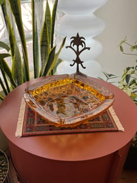 ‏Mid Century Blenko Amber Bubble Glass Ashtray - Image 1