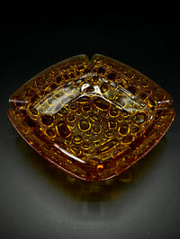 ‏Mid Century Blenko Amber Bubble Glass Ashtray - Image 2
