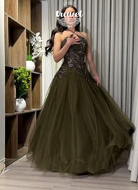 فستان سهره زيتوني فاخر - صورة 1
