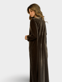 Olive Brown Velvet Dress - Image 3