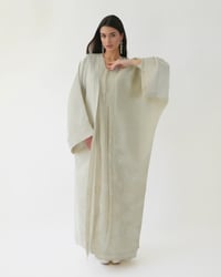 Linen Abaya with Pearl Embroidery  - Image 1