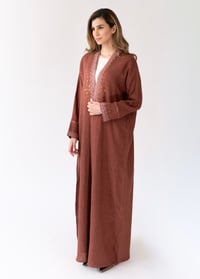 Italian Linen Embroidered Terracotta - Image 4