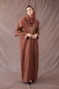 Italian Linen Embroidered Terracotta - Image 1