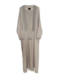 Beige Embroidered Abaya - Image 6